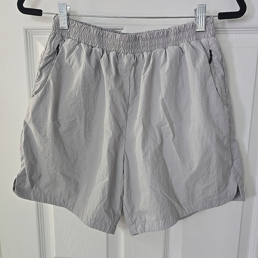 Richie Le Collection‎ Nylon Elastic Waist Shorts Light Steel Color Size Medium